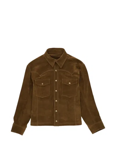 Fortela Buzz Suede Leather Jacket In Brown