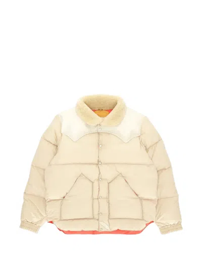 Fortela Christy Shearling Collar Nylon Jacket In Neutral