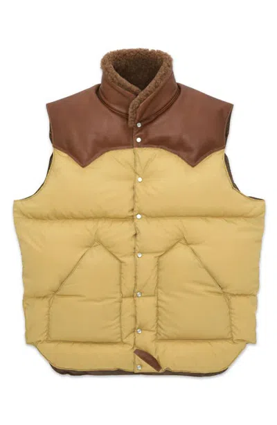 Fortela Christy Shearling Collar Vest In Brown