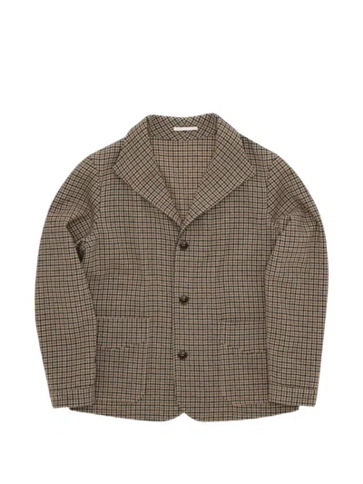 Fortela Classic Scotland Houndstooth-pattern Wool Jacket In Neutral