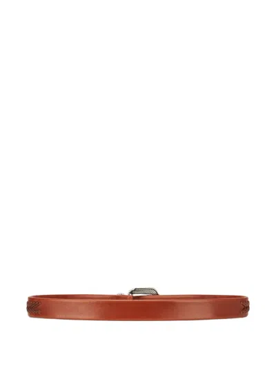 Fortela Clayton Leather Buckle Belt In Burgundy
