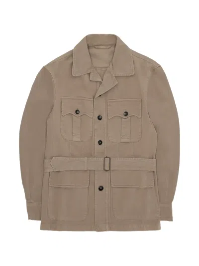 Fortela Clint Belted Chest-pockets Jacket In Neutral