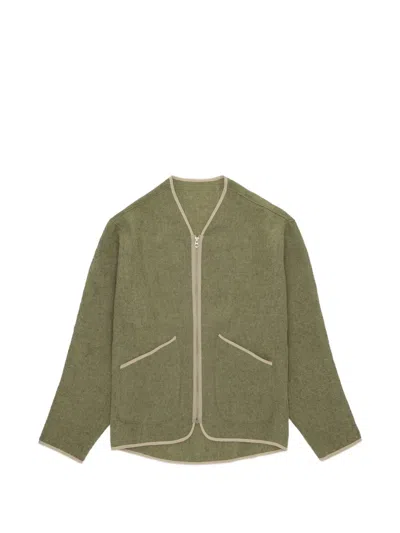 Fortela Contrast-trim Wool Jacket In Green