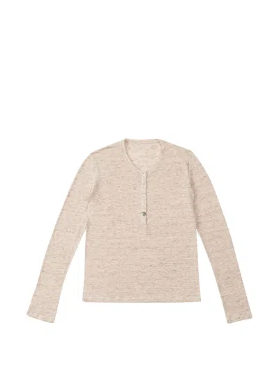 Fortela Coralie Button Long-sleeve T-shirt In Neutral
