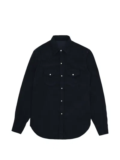 Fortela Corduroy Flap-pocket Shirt In Black