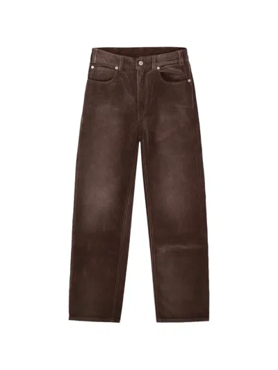 Fortela Corduroy Texture High-waisted Trousers In Brown