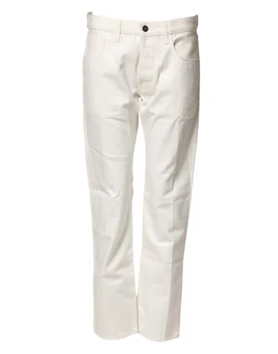 Pre-owned Fortela Cotton Straight Blue Mid Waist Trouser Women's Jeans () In White
