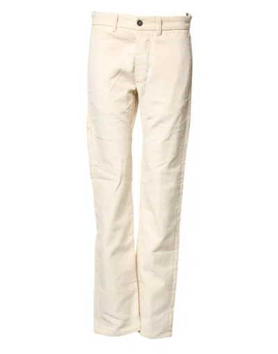 Pre-owned Fortela Cotton Straight Men Corduroy Chino Trouser Men's Pants () In White