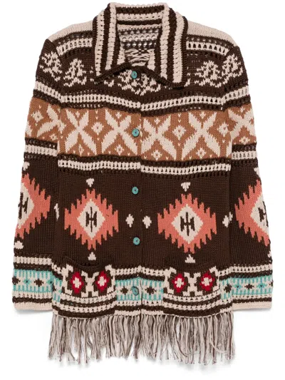 Fortela Crochet Cardigan In Brown