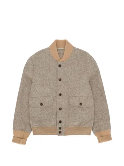 Fortela Herringbone Bomber Jacket In Brown