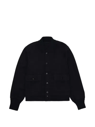 Fortela Cruiser Buttoned Bomber Jacket In Black