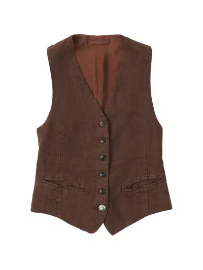 Fortela Debby Button Single-breasted Vest In Brown