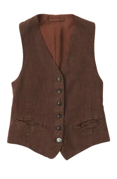 Fortela Debby Button Single-breasted Vest In Brown