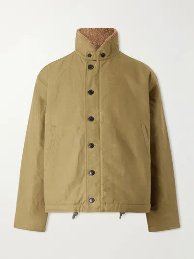 Fortela Deck Wool Fleece-lined Cotton-canvas Jacket In Green