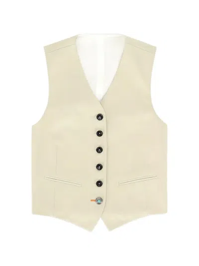 Fortela Demi Button Satin Waistcoat In Neutral
