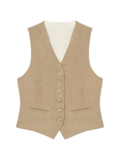 Fortela Demi Button Welt-pocket Waistcoat In Neutral