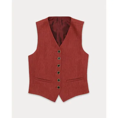 Fortela Demi Linen Vest In Brown