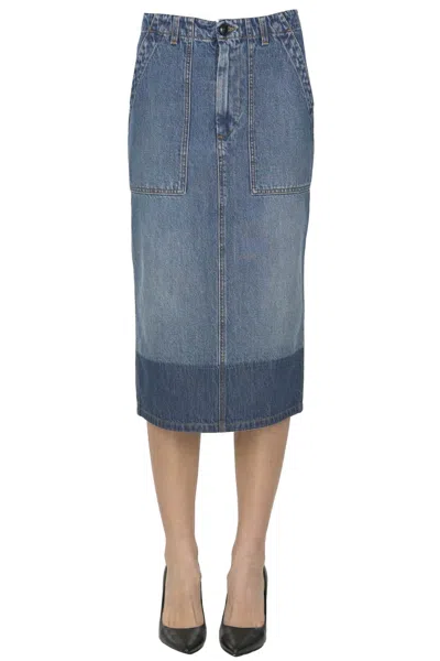 Fortela Denim Midi Skirt In Brown