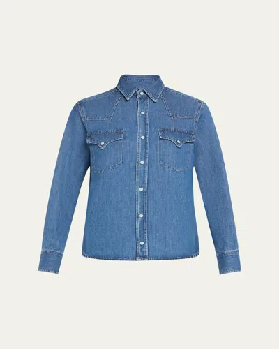 Fortela Denim Texan Button Down Shirt In Classic Wash