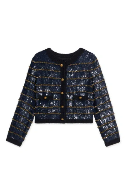 Fortela Divine Sequin Embroidered Jacket In Blue