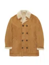 Fortela Shearling Double Breasted Jacket In Orange