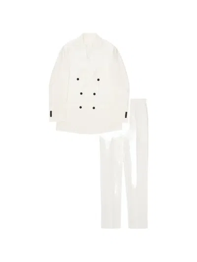 Fortela Double-breasted Peak-lapel Suit In White