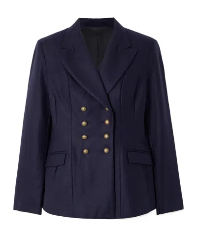 Fortela Double-breasted Wool-felt Blazer In Blue