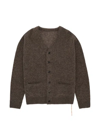 Fortela Edmund Merino Wool Cardigan In Brown