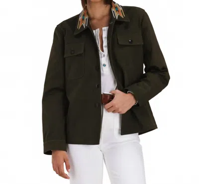 Fortela Embroidered Army Shirt In Mix In Green