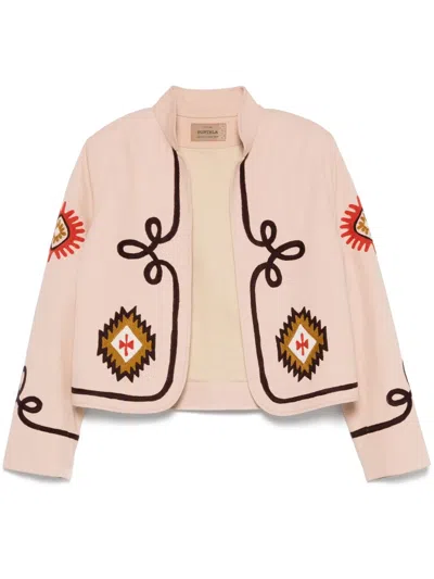 Fortela Embroidered Cropped Jacket In Pink