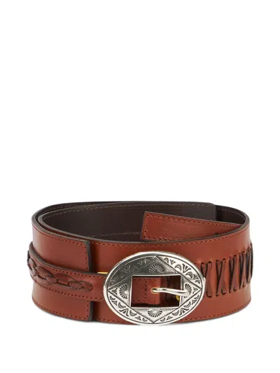 Fortela Engraved Oval Buckle Belt In Brown