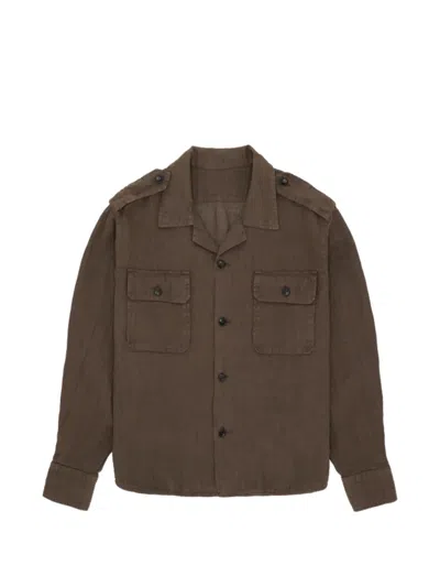 Fortela Bonnie Military Linen Shirt In Brown