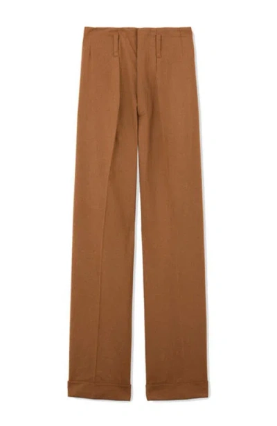 Fortela Farrah Pleated High-waisted Trousers In Brown