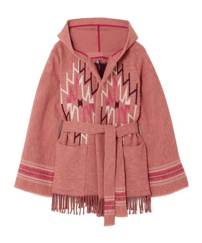 Fortela Felipa Belted Hooded Fringed Wool-blend Jacquard Cardigan In Brown