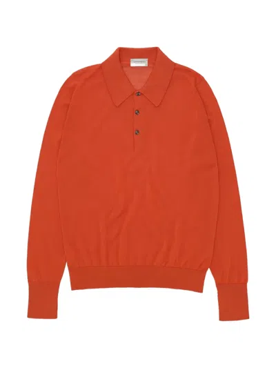 Fortela Finchley Cotton-knit Polo Shirt In Orange