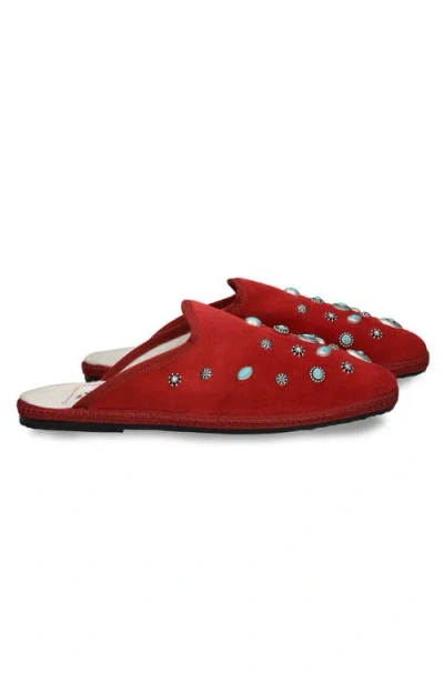 Fortela Friulan Suede Embellished Slippers In Red