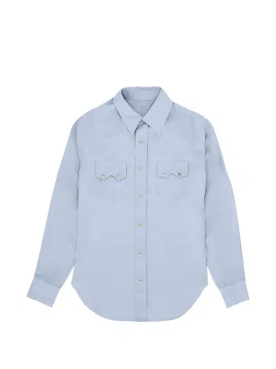 Fortela Flap-pocket Silk Shirt In Blue