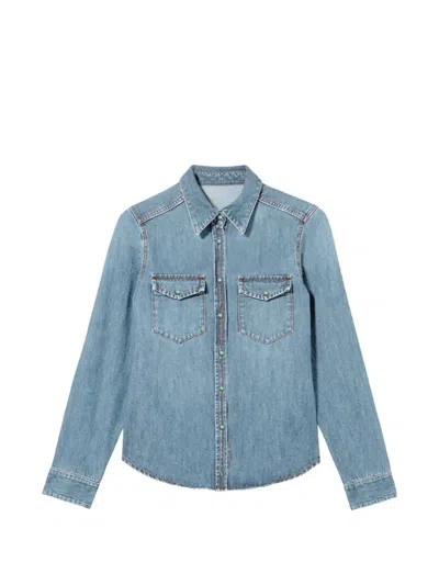 Fortela Brigitte Slim Fit Bleach Wash Denim Shirt In Blue