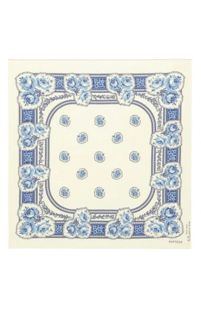 Fortela Floral Print Cotton Bandana In White