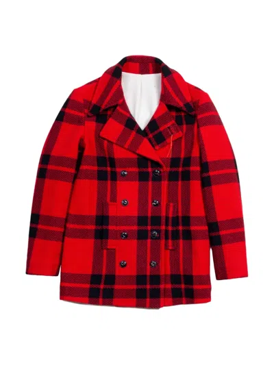 Fortela Francoise Double-breasted Checked Coat In Red
