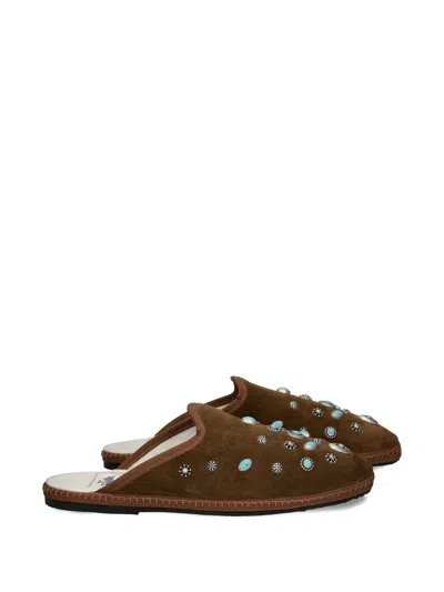 Fortela Friulan Studded Mules In Brown