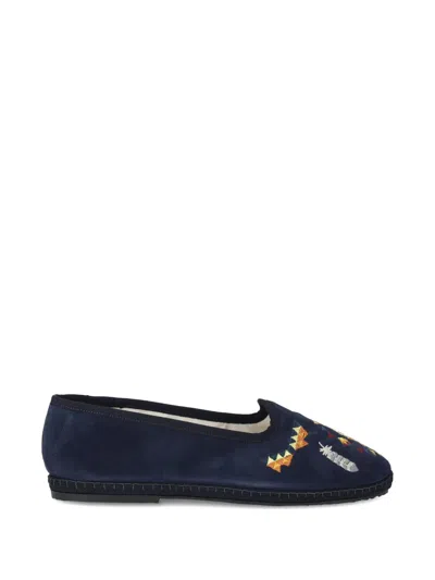 Fortela Frutate Friulane Embroidered Ballet Flats In Blue