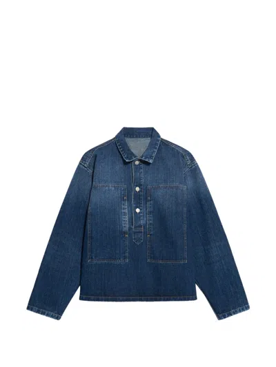 Fortela Fuego Square-pocket Button Overshirt In Blue