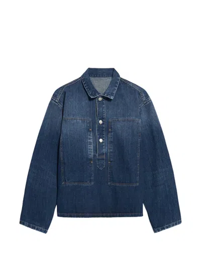 Fortela Fuego Stone Wash Denim Overshirt In Blue