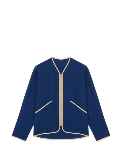 Fortela Full-zip Wool Jacket In Blue