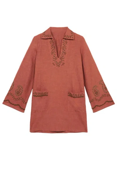 Fortela Genevieve Embroidered Midi Dress In Red