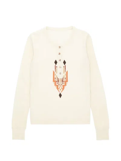 Fortela Geometric-embroidered Henley Top In Multi