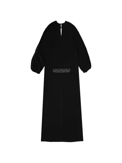 Fortela Gilberte Balloon-sleeve Maxi Dress In Black
