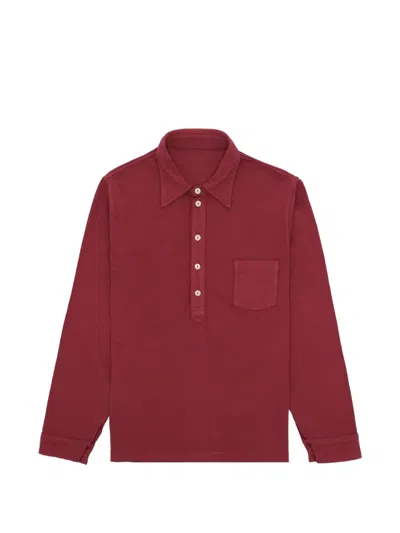 Fortela Grayson Long-sleeve Polo Shirt In Red