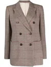 Fortela Grid-pattern Double-breasted Blazer In Grey
